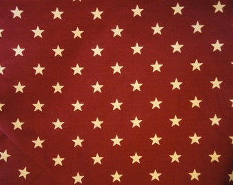 Barn Red  Fabric With Ecru Stars | Primitive Star Cotton Fabric | Home Decor Craft Curtain Doll Making Quilt Sewing Americana Fabric