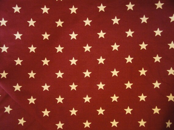 Star Fabric Barn Red Fabric With Ecru Stars Primitive Star Etsy