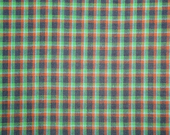Homespun Plaid Cotton Material | Navy Green Aqua Rust Plaid Woven Cotton Material | Sewing Rag Quilt Apparel Home Decor DIY Sewing Material