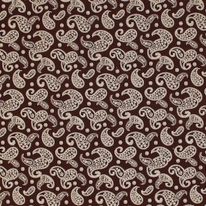 Remember When 1800's Civil War Reproduction Brown Paisley Printed Cotton Fabric | Primitive Rustic Country Old Antique Vintage Look Fabric
