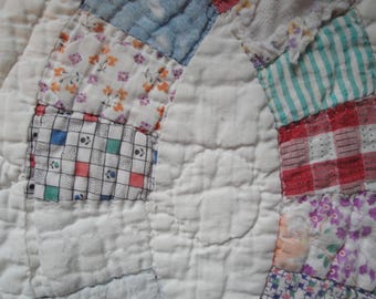 Old Plain/Double Wedding Ring Quilt Scraps | Antique Vintage Cutter Quilt Scrap Piece Bundle | Mending Pieces Quilts Slow Stitching DIY