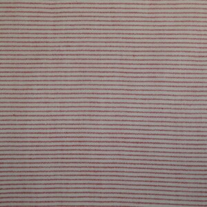 May include: Close-up of a fabric with a repeating pattern of thin, horizontal red stripes on a white background. The stripes are evenly spaced and create a textured appearance, suitable for various textile projects.