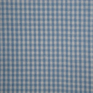 Dunroven House Light Blue White Woven Cotton Small Check Homespun Fabric | Primitive Rustic Cabin Farmhouse Check Home Decor Cotton Fabric