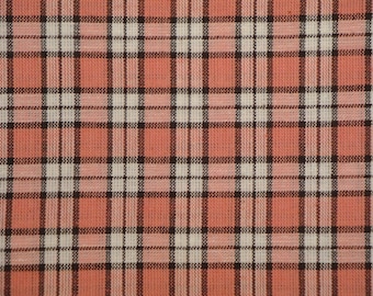 Homespun Fabric  |  Rose Medium Plaid Fabric | Cotton Quilt Fabric | Sewing Fabric | Craft Fabric | Rose Mocha And White Plaid Fabric |