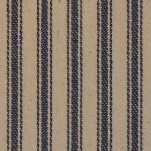 Blue Ticking Stripe Material FAT QUARTER | Vintage Inspired Blue Ticking Material | Primitive Cotton Twill Ticking Material