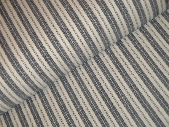 Homespun Ticking Navy Blue Stripe Fabric | Primitive Country