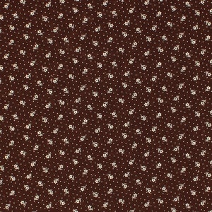 Remember When Civil War Reproduction Brown Cotton Shirting Sewing Fabric With Flower Design | Antique Vintage Look Calico Fabric FAT QUARTER