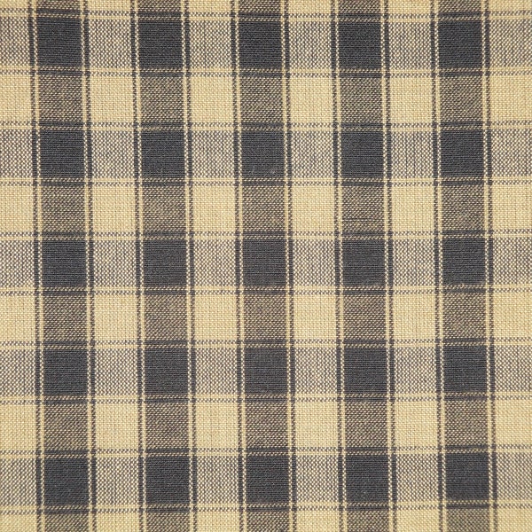 Dunroven House Black And Tea Dye Large House Check Cotton Homespun Fabric | Primitive Check Quilt Apparel Home Decor Curtain Fabric