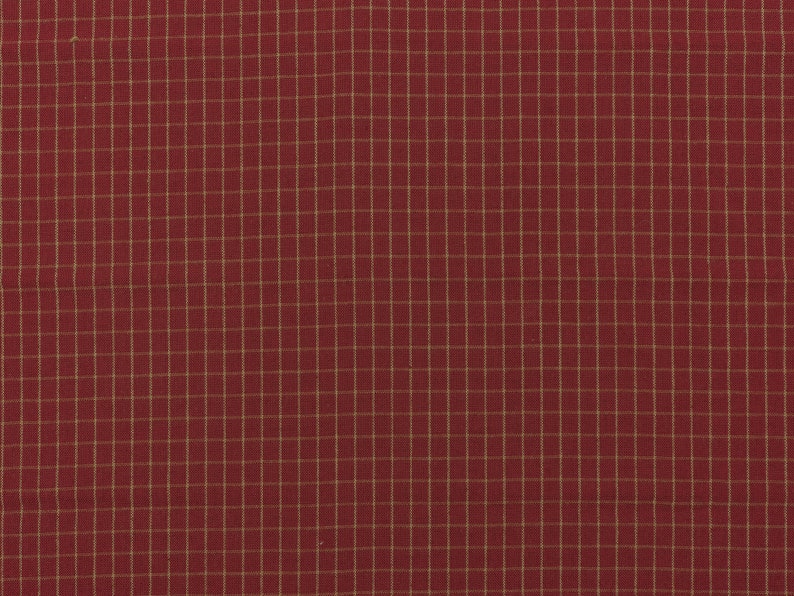 Red and Tea Dye Woven Small Window Pane Plaid Cotton Homespun Fabric ...