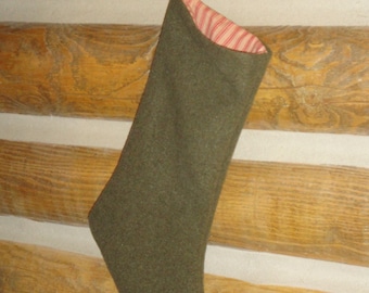 Old Wool Army Blanket Christmas Stocking | Repurposed Wool Christmas Stocking | Vintage Army Blanket Stocking | Listing Is For 1 Stocking