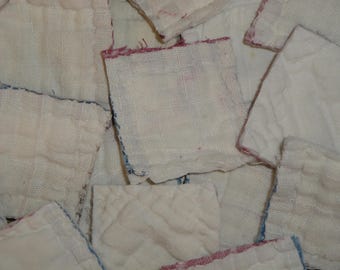Plain Quilt Scraps | Old Antique Vintage Quilt Patches | 20 SMALL Cutter Quilt Scrap Pieces | Mending Pieces Quilts Slow Stitching DIY
