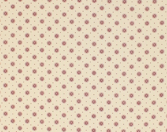 Remember When Civil War Reproduction Cream Calico Cotton Quilt Fabric Red Design | Old Primitive Antique Vintage Look Fabric FAT QUARTER