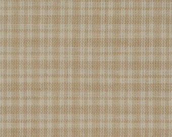 Dunroven House Wheat And Cream Plaid Homespun Fabric | Primitive Sewing Fabric | Cotton Quilt Doll Making Apparel Home Decor Fabric