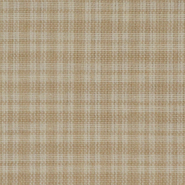 Dunroven House Wheat And Cream Plaid Homespun Fabric | Primitive Sewing Fabric | Cotton Quilt Doll Making Apparel Home Decor Fabric