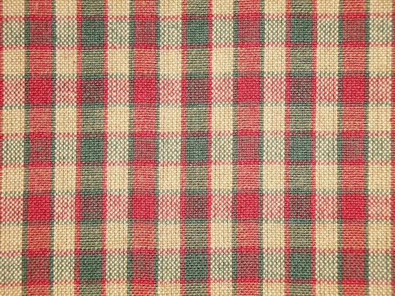 Holiday Plaid Primitive Cotton Homespun Sewing Fabric Green Etsy