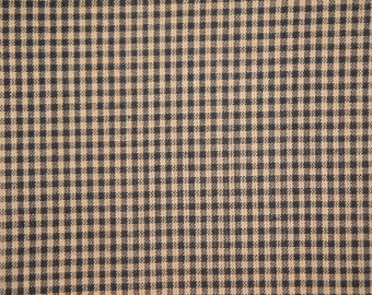 Woven Cotton Homespun Material Black And Natural Tan Small Check | Rag Quilt Sewing Apparel Home Decor Farmhouse Rustic Cabin Material