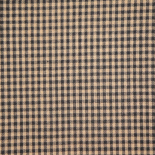 Woven Cotton Homespun Material Black And Natural Tan Small Check | Rag Quilt Sewing Apparel Home Decor Farmhouse Rustic Cabin Material
