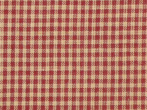 Wine Small Check Homespun Fabric Rag Quilt Sewing Crafting Fabric Doll  Making Fabric Primitive Country Rustic Cotton Woven Sewing Fabric 