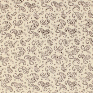 Remember When Civil War Reproduction Sewing Fabric Cream Brown Paisley | Primitive Rustic Country Antique Vintage Look Fabric FAT QUARTER