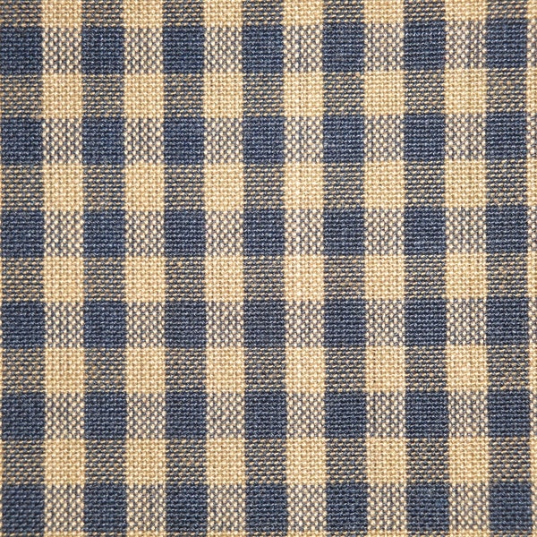 Dunroven House Medium Check Navy Tea Dye Primitive Woven Cotton Homespun Fabric | Cabin Farmhouse Curtain Sewing Home Decor Apparel Fabric