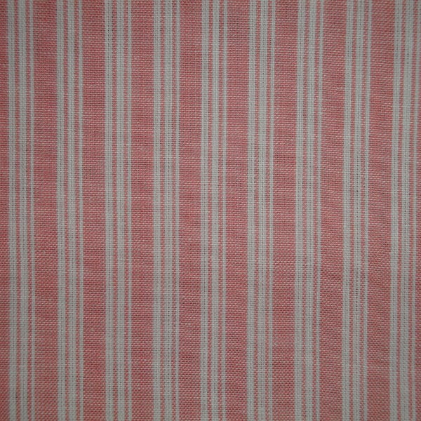 Homespun Fabric Pink Stripe Fabric | Ticking Rose Stripe Primitive Fabric | Cotton Rag Quilt Home Decor Apparel Doll Making Sewing Fabric