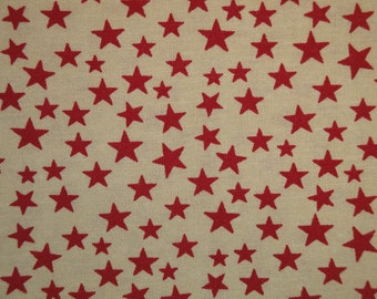 Scattered Star Fabric FAT QUARTER | Tan And Red Star Fabric | Quilt Fabric | Cotton Home Decor Apparel Sewing Crafting Americana Fabric