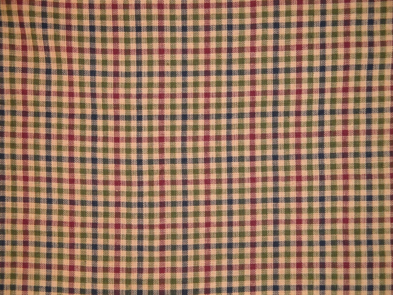 Check Fabric Homespun Fabric Cotton Fabric Home Decor Fabric Navy Olive Wine And Tea Dye Medium Check Woven Fabric image 3