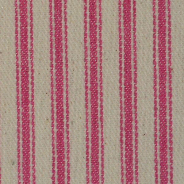 Vintage Inspired Petal Pink Woven Cotton Ticking Stripe Material 17 x 45 Fabric Remnant