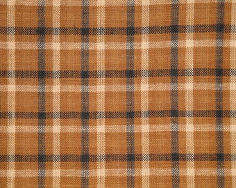 Homespun Material | Primitive Plaid Cotton Material | Rag Quilt Craft Sewing Home Decor Material | Brown Black Natural Plaid Material