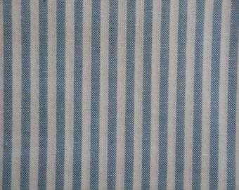 Dunroven House Blue Chambray Cotton Striped Homespun  Fabric | Primitive Doll Making Quilt Apparel Home Decor Curtain Craft Sewing Fabric