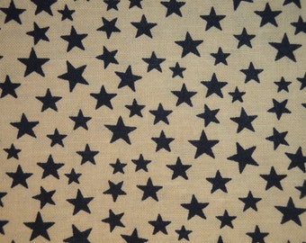 Cotton Star Fabric | Scattered Star Fabric | Tan And Navy Star Fabric | Quilt Fabric | Home Decor Fabric | Apparel Fabric | Americana Fabric