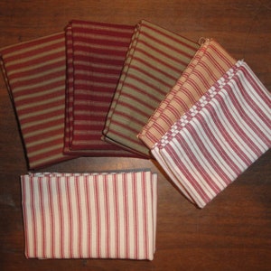 Red Ticking Fabric Red Stripe Homespun Fabric Cotton Twill Ticking Fabric Ticking Fat Quarters Fat Quarter Bundle Of 6 image 6