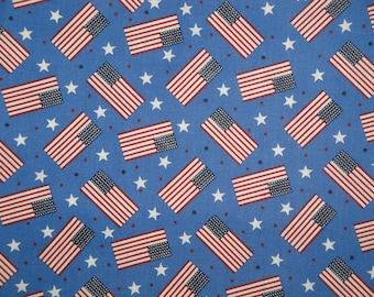 American Flag Stars Dots Cotton Fabric | Americana Old Glory Patriotic Fabric | Apparel Quilt Home Decor Fabric FAT QUARTER