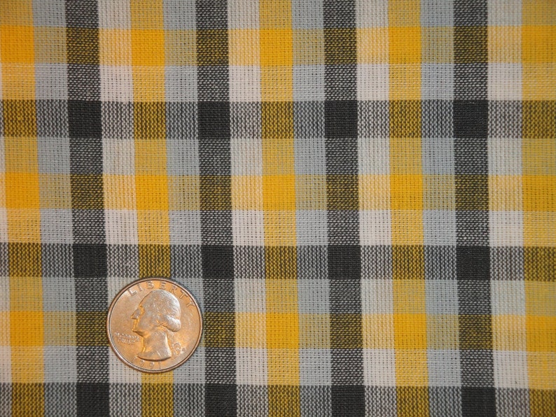 Homespun Fabric Sewing Fabric Cotton Fabric Quilt Fabric Home Decor Fabric Check Fabric Yellow White Grey And Charcoal Fabric image 3