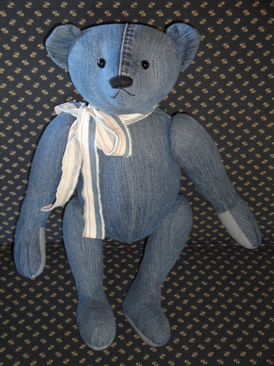 Denim Bear Blue Jean Bear Jointed Bear Handmade Bear Etsy