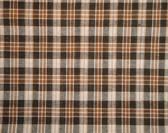 Brown Plaid Material FAT QUARTER  | Primitive Cotton Material | Homespun Material Brown Small Plaid | Rag Quilt Home Decor Sewing Material