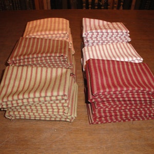Red Ticking Fabric Red Stripe Homespun Fabric Cotton Twill Ticking Fabric Ticking Fat Quarters Fat Quarter Bundle Of 6 image 7