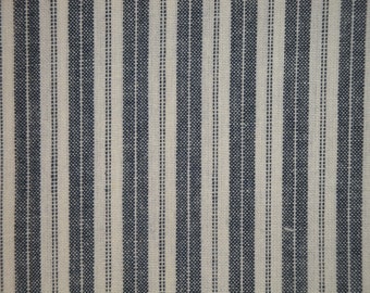Dunroven House Homespun Ticking Navy Blue Stripe Fabric | Navy Primitive Country Rustic Farmhouse Cabin Cotton Home Decor Sewing Fabric