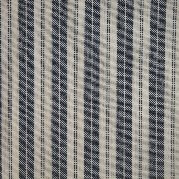 Dunroven House Homespun Ticking Navy Blue Stripe Fabric | Navy Primitive Country Rustic Farmhouse Cabin Cotton Home Decor Sewing Fabric