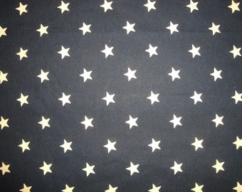 Navy Blue Fabric With Ecru Stars | Primitive Americana Star Fabric | Cotton Home Decor Sewing Craft Doll Making Apparel Fabric | FAT QUARTER