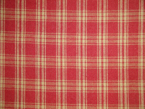 Red And Cream Woven Cotton Multi Plaid Homespun Fabric - Kittredge