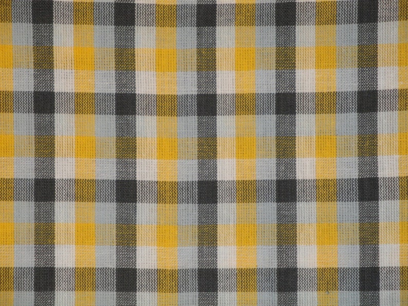 Homespun Fabric Sewing Fabric Cotton Fabric Quilt Fabric Home Decor Fabric Check Fabric Yellow White Grey And Charcoal Fabric image 1