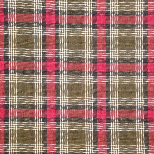 Plaid Red Brown Black Cream Woven Cotton Homespun Fabric | Rustic Primitive Country Cabin Farmhouse Sewing Home Decor FAT QUARTER 18 x 22