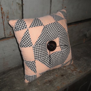Primitive Old Antique Vintage Quilt Pillow | Shelf Sitter Cupboard Tuck Basket Filler | Rustic Cabin Country Farmhouse Fall Home Decor