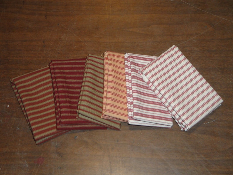 Red Ticking Fabric Red Stripe Homespun Fabric Cotton Twill Ticking Fabric Ticking Fat Quarters Fat Quarter Bundle Of 6 image 9