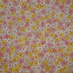 Grandma's Memories 1930's Reproduction Pink Yellow Floral Calico Fabric | Apparel Doll Making Home Decor Quilt DIY Sewing Flower Fabric