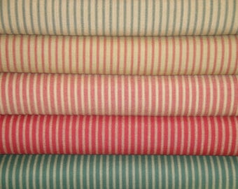 Dunroven House Stripe Fabric YARD Bundle Of  5 | Red & Green Stripe Ticking Fabric | Ticking Stripe Woven Cotton Home Decor Fabric