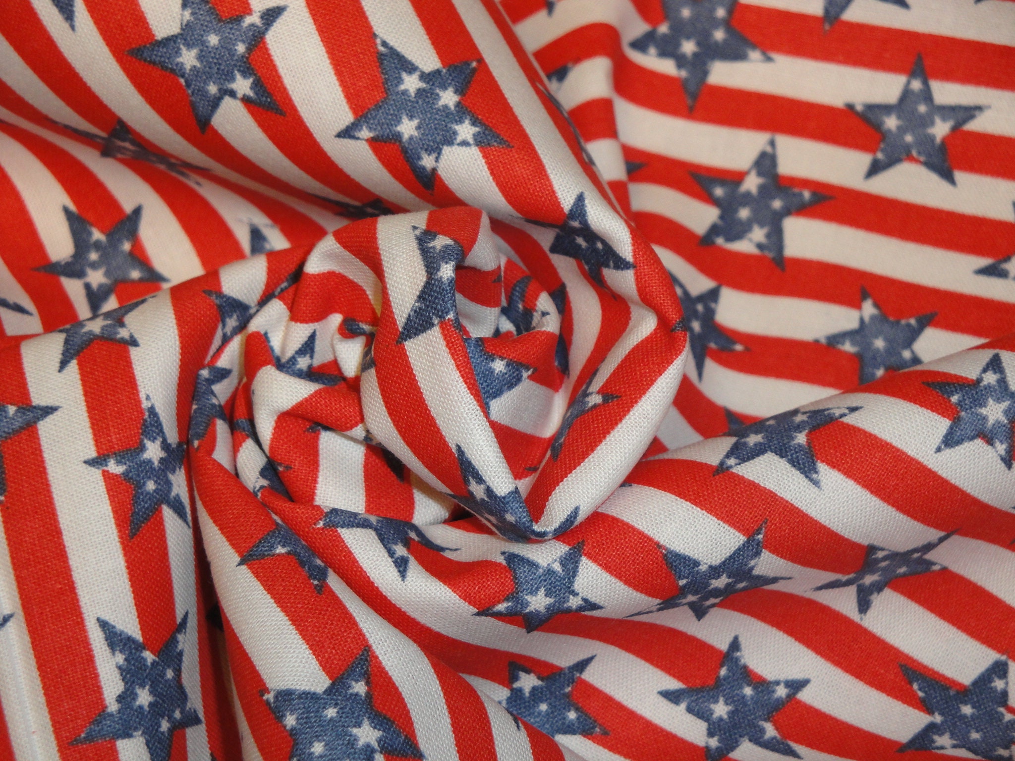 Blue Stars And Dots Cotton Patriotic Print Fabric Sold By The Yard -  Kittredge Mercantile