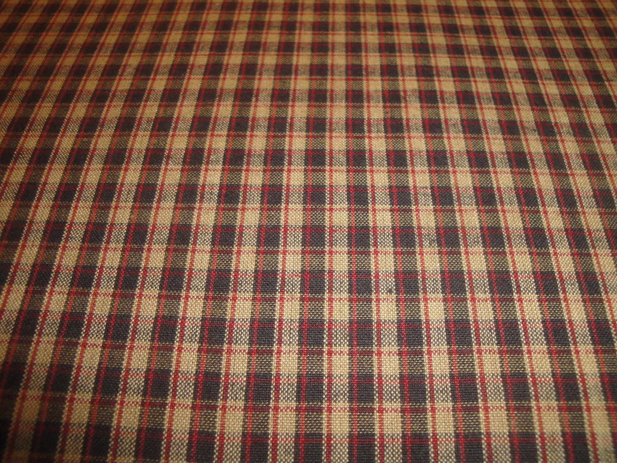 Navy Blue Red Tan Plaid Homespun Fabric, Cotton Quilt Home Decor Sewing  Fabric