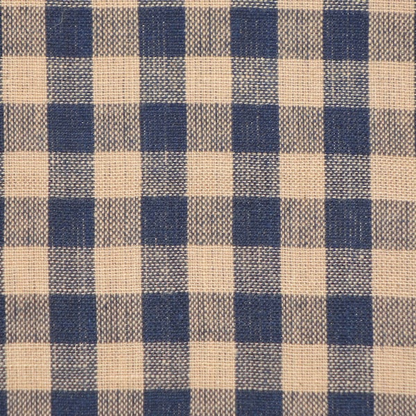 Rustic Woven Large Check Navy Natural Tan Woven Primitive Homespun Fabric | Quilt Home Decor Country Rustic Sewing Fabric REMNANT 7 x 44